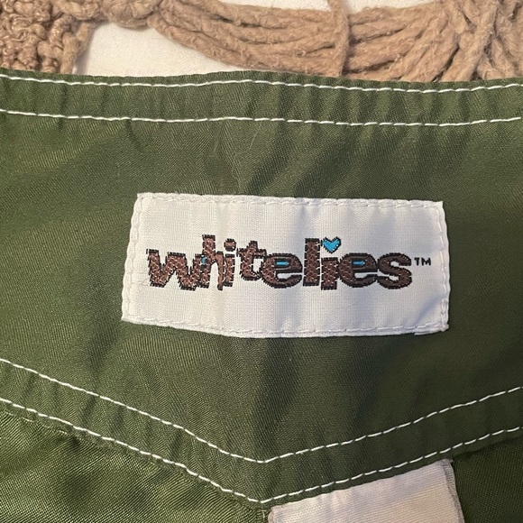 White Lies olive green board surf shorts size S - Picture 3 of 5